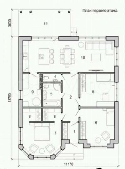 Коттедж 130 м² на участке 10 сот.