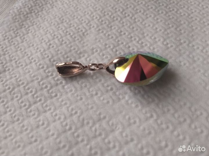 Кулон Сердце Swarovski, серебро и позолота