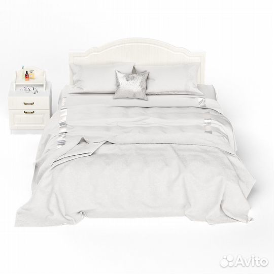 Кровать 1600 Ливерпуль с основанием и тумбой с полкой цвет ясень ваниль/белый