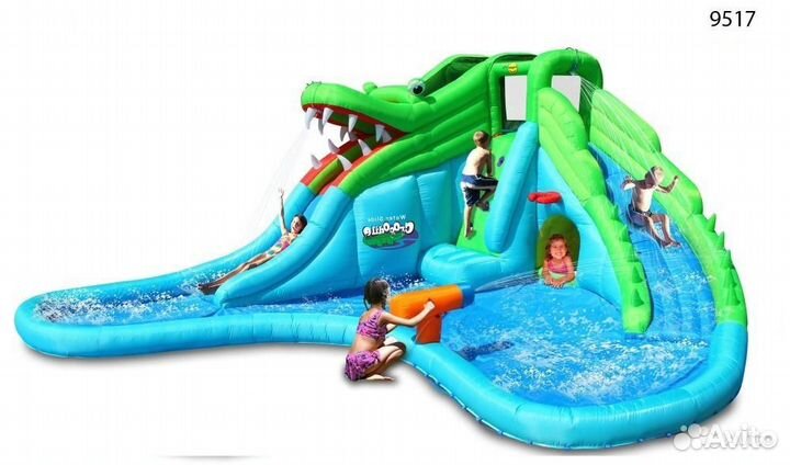 Надувной водный батут Happy Hop Крокодил 9517