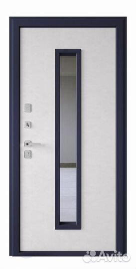Дверь входная уличная синего цвета