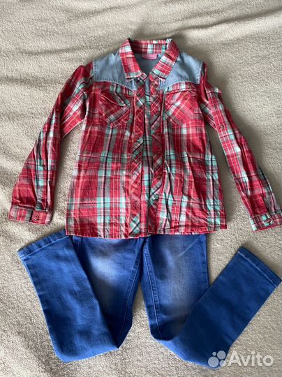Джинсы+ рубашка для девочки