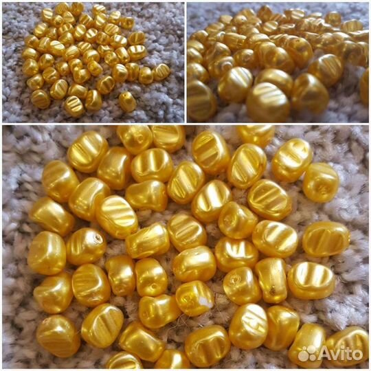 Чешские фигурные бусины. Напоминают зерна кукурузы