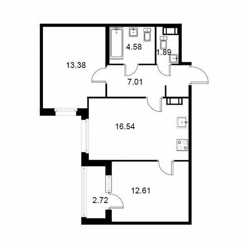 2-к. квартира, 57,4 м², 2/9 эт.