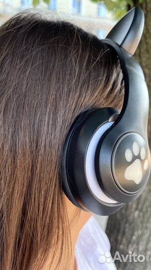 Наушники с ушками кошки светящиеся