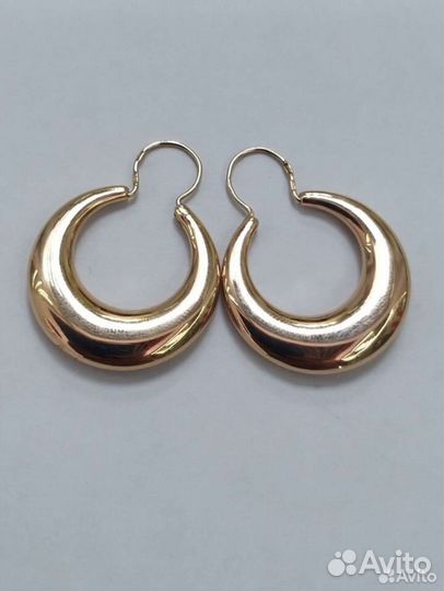 Золотые серьги, Крупные калачи,585 пробы