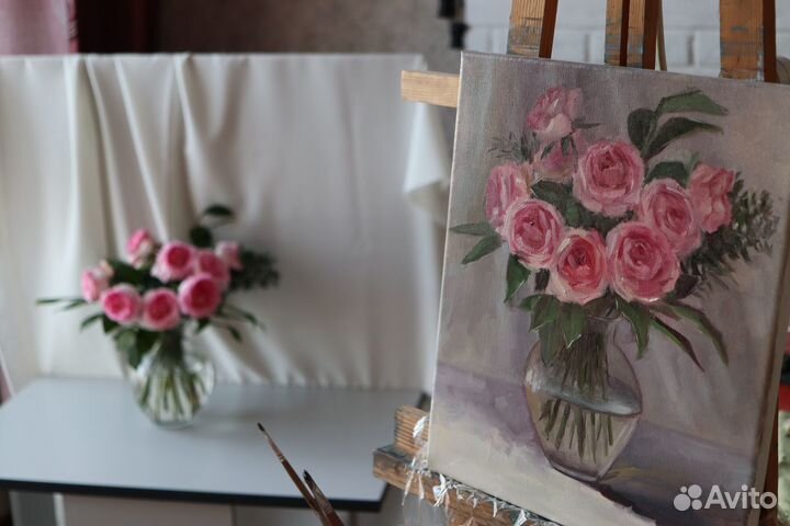 Картина маслом Цветы Розы 35х40см на холсте