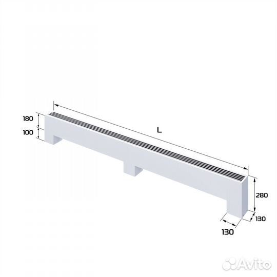 Конвектор напольный Royal Thermo step-180/130/2700-3-N-WT-LG-NA