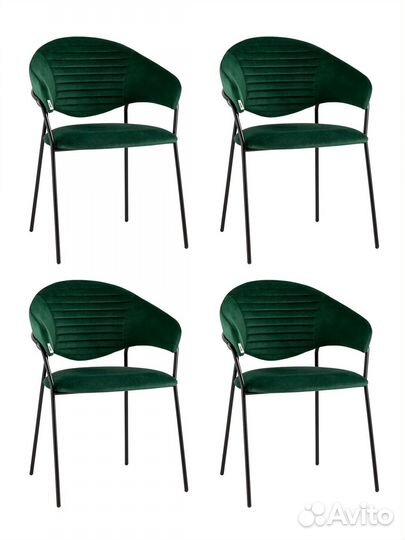 Стул Алексис велюр зелёный 4 шт