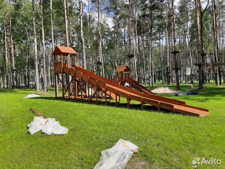 Зимняя горка, деревянная горка