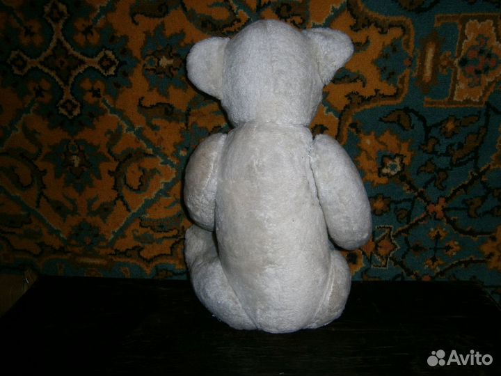 Игрушка СССР большой Белый медведь солома опилки
