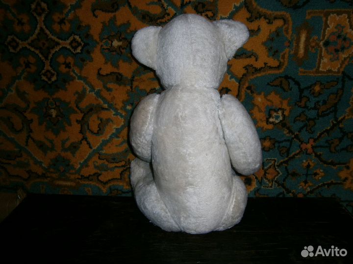 Игрушка СССР большой Белый медведь солома опилки