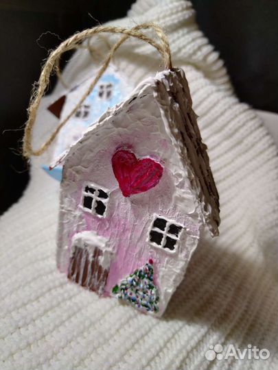 Елочные игрушки домики ручной работы