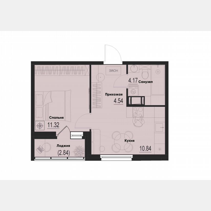 1-к. квартира, 32,3 м², 7/12 эт.