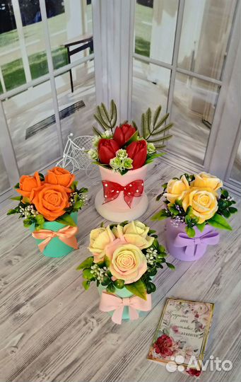 Подарок Букет Цветы - мыло руной работы