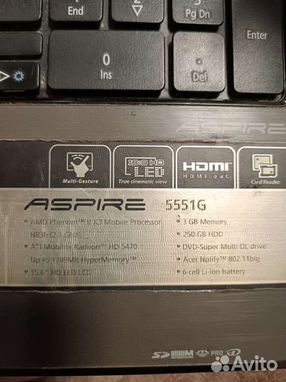 Ноутбук acer на запчасти