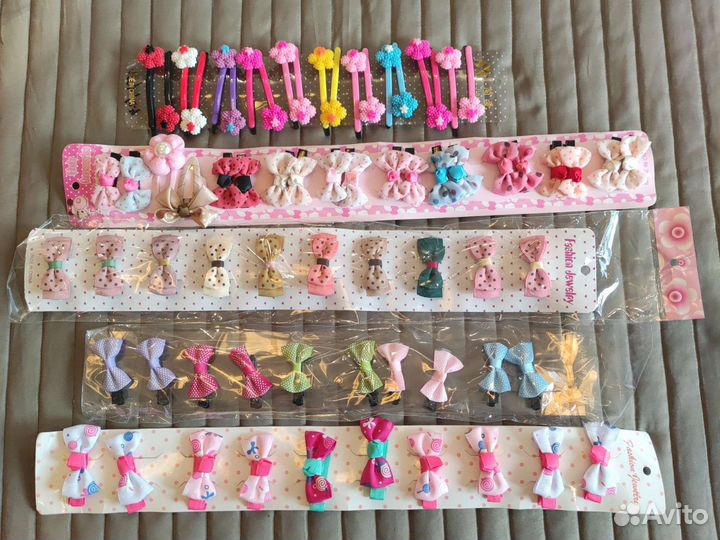 Заколки завязки ободки для девочек пакетом