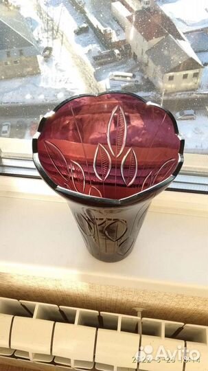 Ваза марганцевое стекло винтаж