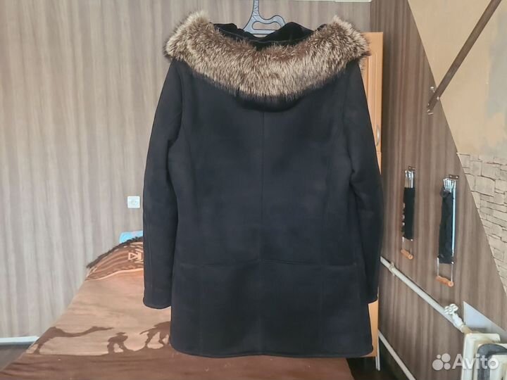 Дубленка мужская с капюшоном
