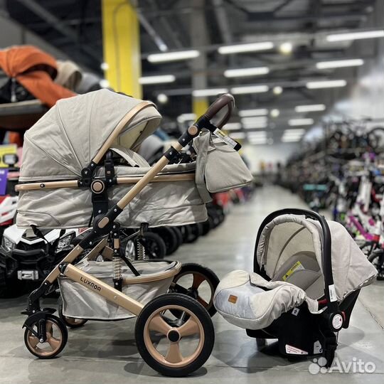 Коляска трансформер 3в1 Luxmom 518 3в1 белая