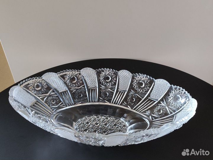 Большая хрустальная ваза ладья СССР