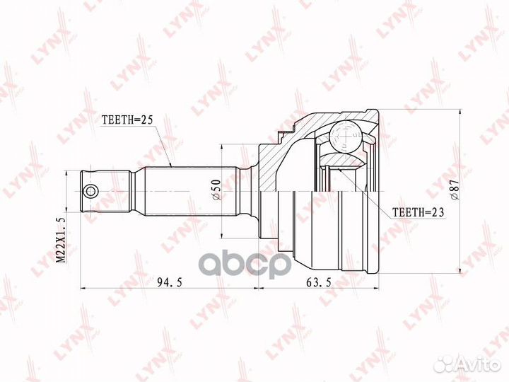 Шрус hyundai elantra 00- наружн. CO3629 lynxauto