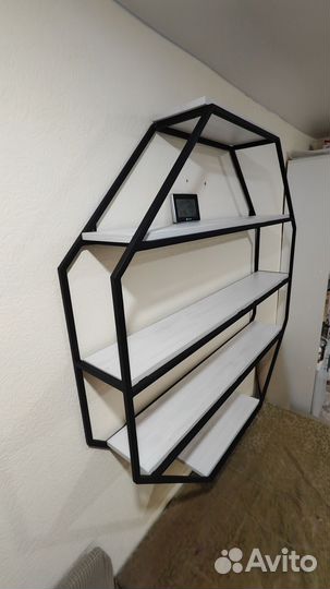 Стеллаж настенный, восьмигранный в стиле лофт