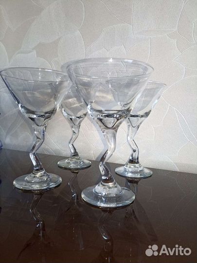 Бокалы под мартини, 200мл, 4шт, изогнутая ножка