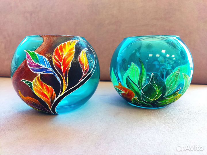 Ваза ручной работы. Декор. Стекло. Роспись