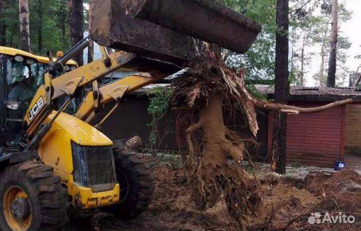 Экскаватор Погрузчик Вывоз корней и веток
