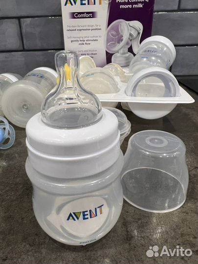 Молокоотсос ручной avent + доп бутылочки