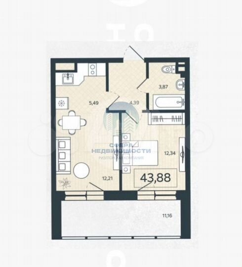 2-к. квартира, 43,9 м², 7/26 эт.