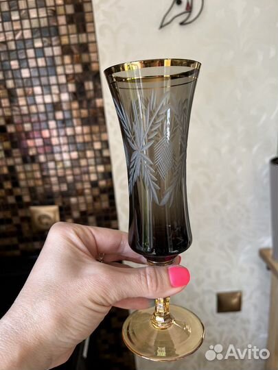 Фужеры СССР цветное стекло Гусь-Хрустальный 3 шт