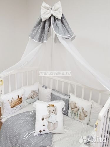Бортики в детскую кроватку + балдахин с креплением