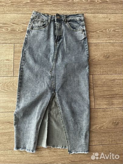 Джинсовая юбка миди 42 44