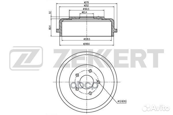 Барабан торм. зад. Ford Tourneo Connect 02- Tr