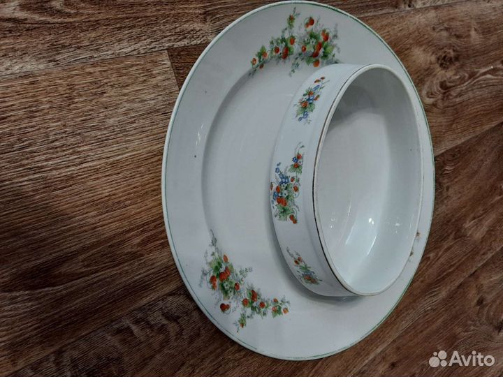 Блюдо Дулёво довоенное, клеймо 1937 г