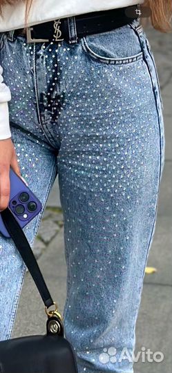 Джинсы со стразами