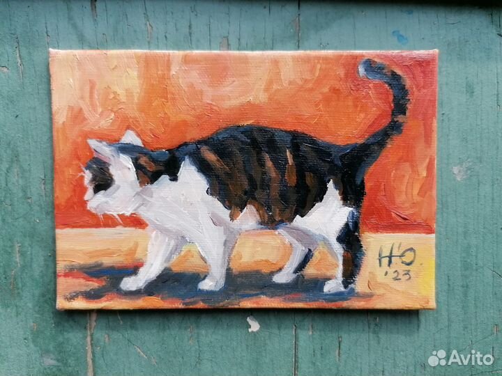 Картина маслом с котом