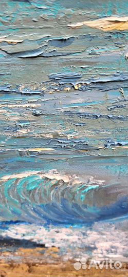 Картина море. Волна. Холст, масло 63х50