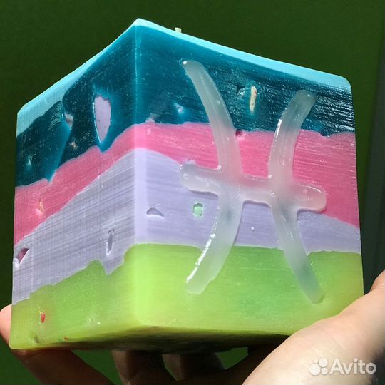 Свечи ручной работы астрологические куб 10*10см