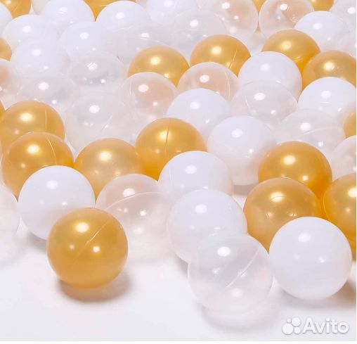 Комплект 300 шариков: белый, золото, прозрачный