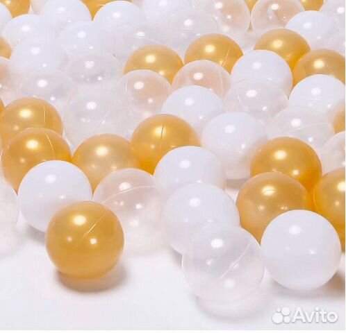 Комплект 300 шариков: белый, золото, прозрачный