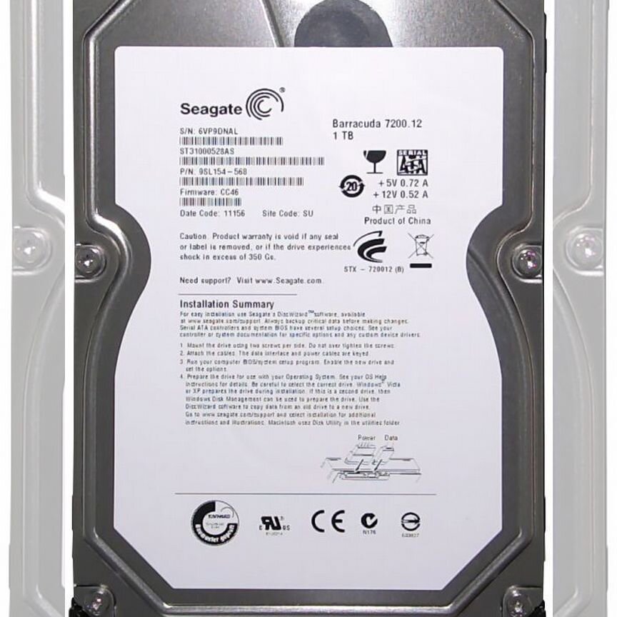 [ST31000528AS] Жесткий Диск Seagate 1tb Sata2 3.5 St31000528as