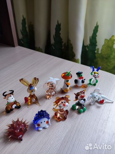 Фигурки из цветного стекла 11 шт