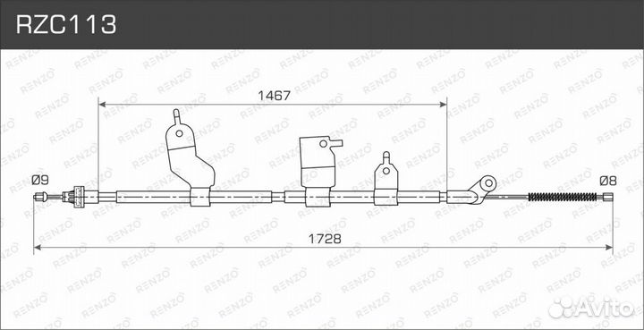 Трос ручного тормоза renzo RZC113