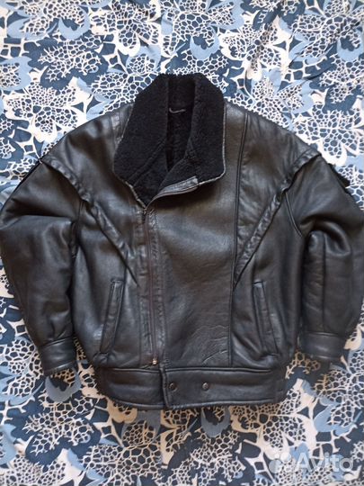 Винтажная кожаная куртка/бомбер пилот 90ые
