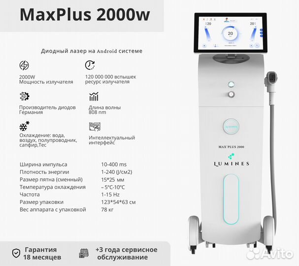 Диодный лазер для эпиляции Лю-Минес Max’Plus 2000W
