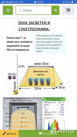 Фитолампа полного спектра с подставкой 120см 20 Вт