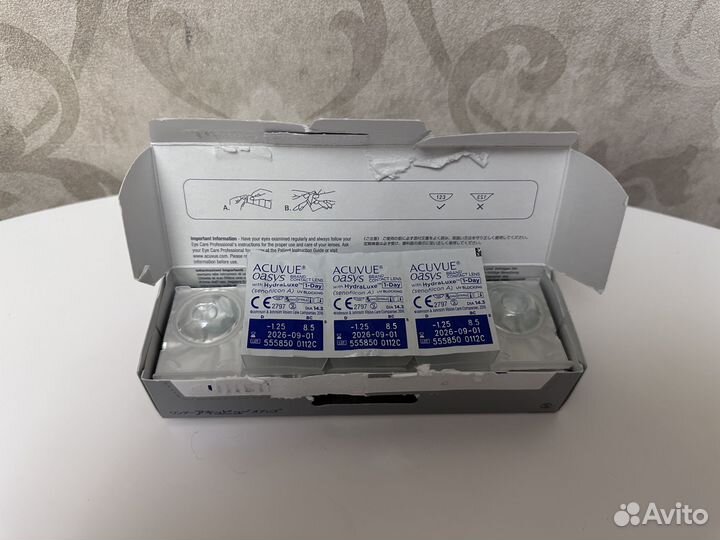 Линзы контактные acuvue oasys однодневные -1.25
